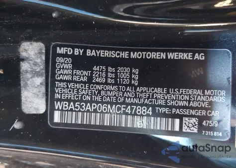 2021 BMW 430I z USA, uszkodzony, nr VIN WBA53AP06MCF47884